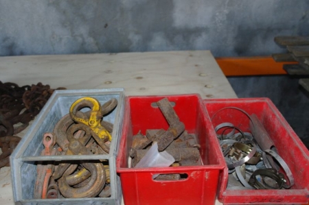 3 boxes of Lifting gear (spare parts), Hinges and Clamps