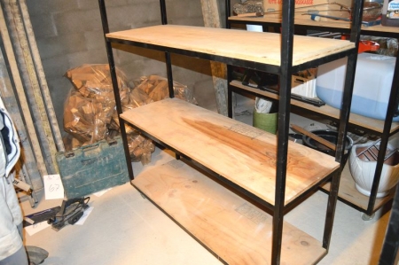5 x roll racks, WxHxD, ca. 150 x 190 x 50 cm. Fitted with wooden shelves. Sold without content