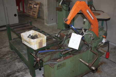 Cold saw, Kasto type BSM 253, year 1990. Roller conveyor