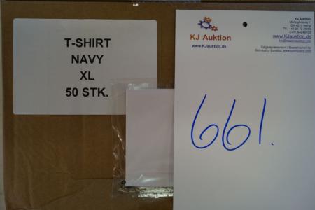 Firmatøj uden tryk ubrugt: 45 stk. rundhalset T-shirt, Navy, 100% bomuld. 45 S