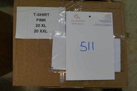 Firmatøj uden tryk ubrugt: 40 stk. rundhalset T-shirt, Pink, 100% bomuld. 20 XL - 20 XXL