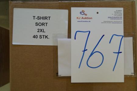 Firmatøj uden tryk ubrugt: 40 stk. rundhalset T-shirt, Sort, 100% bomuld. 40 XXL