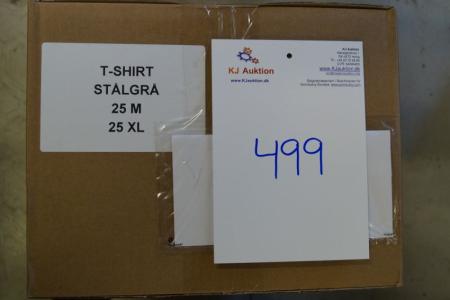 Firmatøj uden tryk ubrugt: 50 stk. rundhalset T-shirt, Stålgrå, 100% bomuld, 25 M - 25 XL