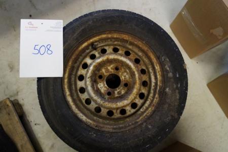 4 stk. dæk på fælge,nedslidte, 145/80 r13