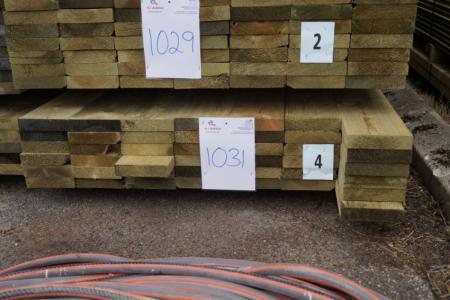 Vendbare trykimprægneret terassebrædder høvlet mål33 X 145 mm .   = 30  m2 i faldende lange længder