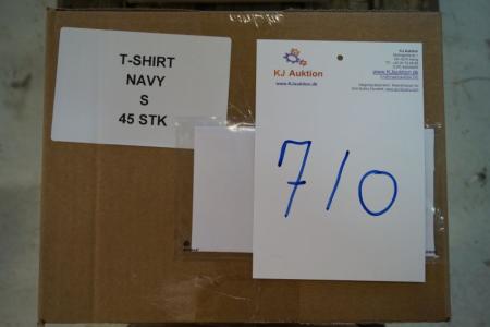Firmatøj uden tryk ubrugt: 45 stk. rundhalset T-shirt, Navy, 100% bomuld. 10 S-10 L - 10 XL - 10 XXL