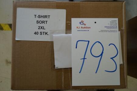 Firmatøj uden tryk ubrugt: 40 stk. rundhalset T-shirt, Sort, 100% bomuld, 40 XXL