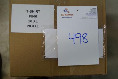 Firmatøj uden tryk ubrugt: 40 stk. rundhalset T-shirt, Pink, 100% bomuld. 20 XL - 20 XXL