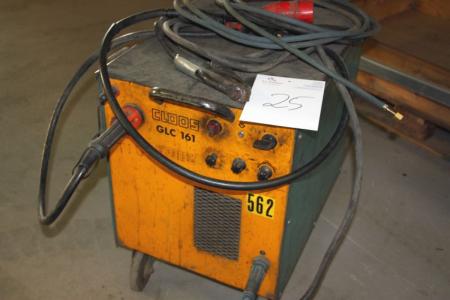 CO2 welding rectifier, Cloos GLC 161 welding cable and torch. Mounted on wheels