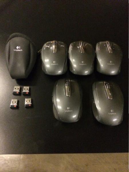 5 pieces. Wireless Mouse, Logitech Anywhere MX + 4 pcs. Logitech Unifying receivers