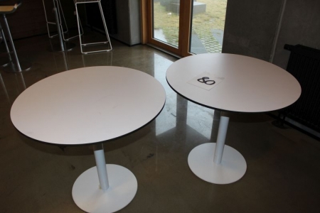 2 pcs. round tables, Ø 80 cm (1 table have edge damage)