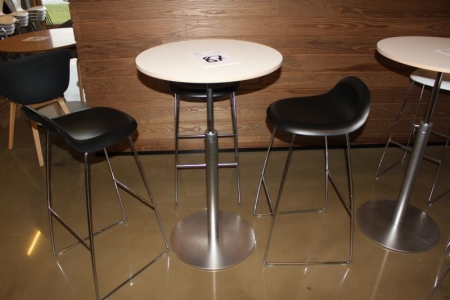 Cafe Table, La Palma + 3 pcs. black stools, Gubi, (Cafe table can be adjusted manually)