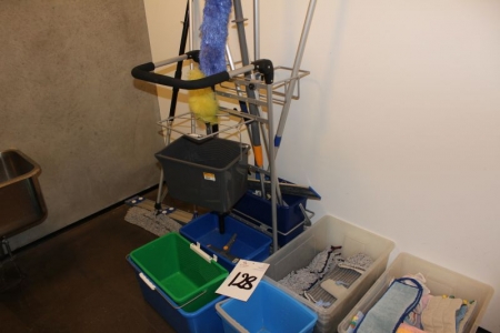 Cleaning Trolley + mops + 2. boxes of accessories