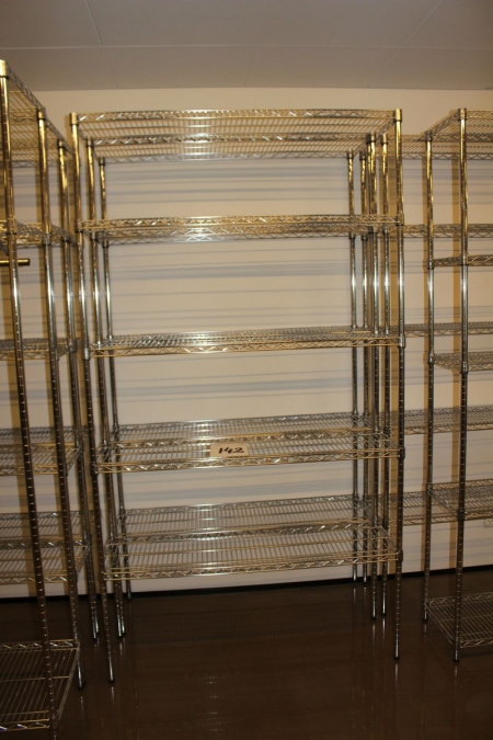 2 pcs. steel shelves, H 220 cm, W 120 cm, D: 35 cm