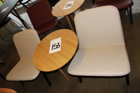 Hay Tisch + 2 Stühle, Sturm aus Hurup Möbel in hellgrau / beige Leder