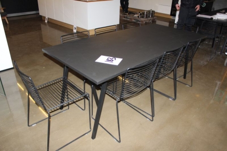 Hay 2000 mm x 925 mm, bord + 7 stk. stole i stål, Hay