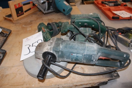 Angle grinder, circular saw + heat gun