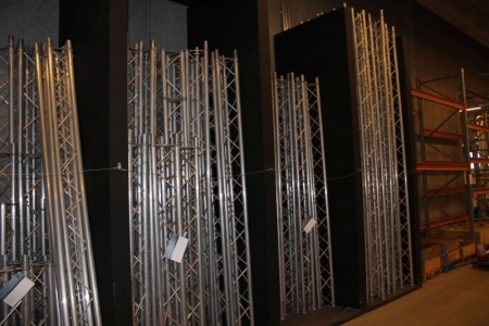 Astralite Truss for scenic design (Global Truss F34 Standard) lengths 64 paragraph. a 4mtr, 60 pcs. a 3mtr, 10. a 2mtr, 20 pcs. a 1mtr, 24 pcs. a 0,5mtr, all spec. corners and accessories can be found in the pictures where the number of units also face. T