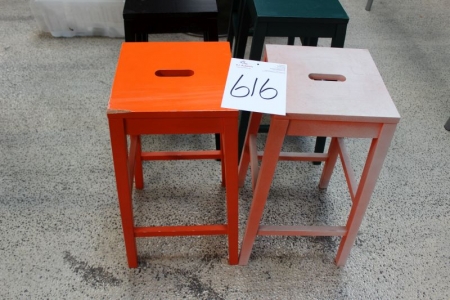 2 stools, H: 66 cm, one with little harm to the corner