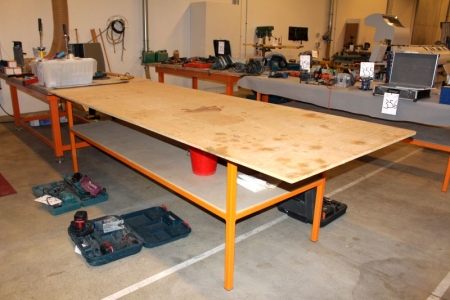 Arbejdsbord med løs plade, Stel: 2550 x 900 x 900 mm