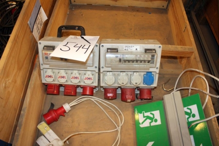 2 pcs build switchboards + 2 signs with emergency exit with lights