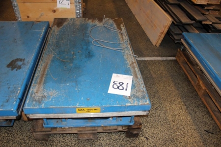 Hydraulisk løftebord, Translyft max 1000 kg L: 130 cm, B: 80 cm