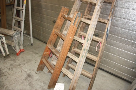 3 x wooden trestle ladders: 2. 2x5 steps + 1. 2 x 4 steps