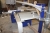 Sliding table saw, Format 4, Kappa 40/06. X-motion. CNC controlled. Scoring aggregate. Sliding table + special index system table for angled topics. Year 2009. SN: 61.10.056.09. Extraction to the damper included