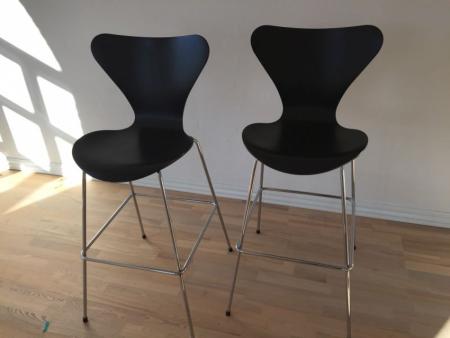 2 stk. Barstole stole model 7´eren, fra Fritz Hansen (siddehøjden ca. 80 cm) 