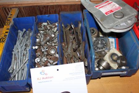Assortment boxes with ball bearings + nuts + wrenches, etc.