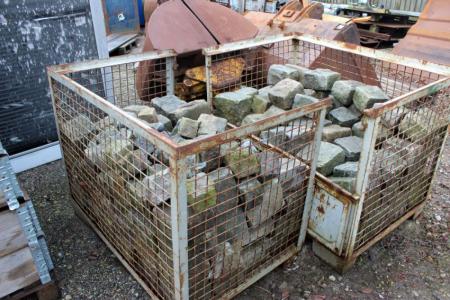 2 pcs. pallet cages with cobblestones