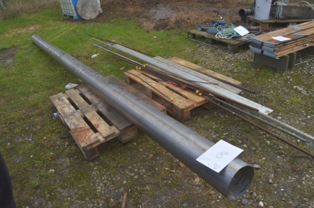 Rustfri stålrør, ø20 cm, længde ca. 6 meter. Lille bule