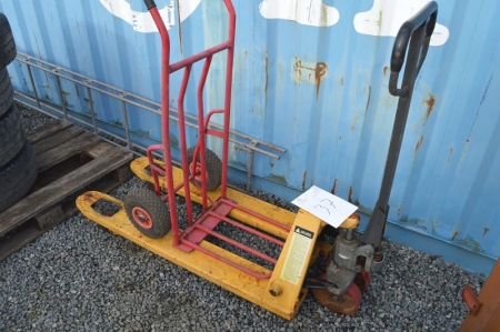 Hand truck and pallet truck (condition unknown)