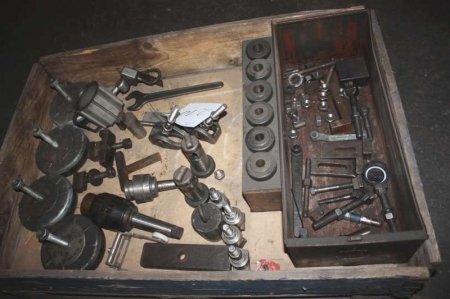 Pallet with machinery feet, pressing tools and more