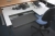 2 office desks (Scanform) + office chair + office mat + bookcase (Scanform)