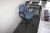 Corner office desk + office chair + office mat + 3 bookcases + 1 roll front cabient (Scanform) + Letter and posting tray rack (all without content)