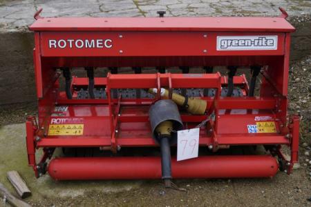 Lawn raker / vertical cutter with mounted drill marked. Rotomec. Neat machine that works and has not been used much