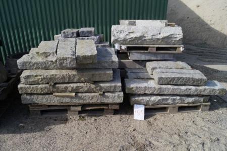 Granit kantsten - 5 paller. Forskellige størrelser. T15,0 x H 25,0 x L fra 0,70-1,20 cm
