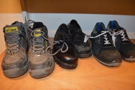 3 pairs of safety shoes, used, Assorted