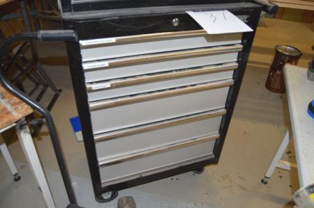 Tool drawer cabinet on wheels, Wisent, 6 drawers + handles. BxHxD, ca. 67x99x46 cm. Sold without content