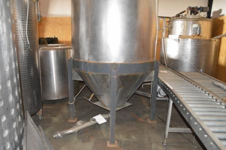 Stainless steel, acid-proof tank with stirrer and drainage outlet. Capacity approximately 2,000 liters