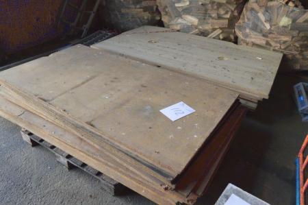 2 pallets of chipboard with masonite, ca. 20 pcs