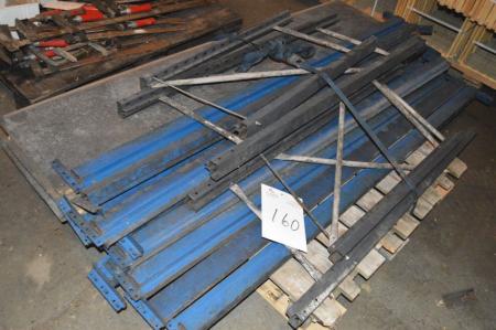 Pallet with parts for steel shelving