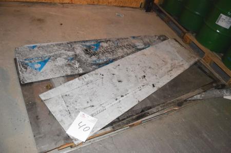 Pallet with various metal plates with metal plates, etc.