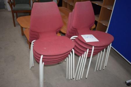 10 stk. stole i rødt stofbetræk