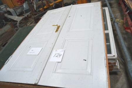 Interior door, wooden, double. Frame dimensions approximately 139 x 214 cm