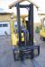 Diesel Truck, Hyster. Capacity: 3 ton. Lifting height max. 3705 mm. Year 2002. Hours: 5,763. Clear view mast. Free lift. Hydraulic side shift and fork positioners. Tire tread: 90% for and 95% behind. Overhauled 2. 12. 2015. New battery. Perkins engine. Fo