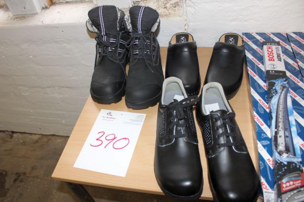1 par sikkerhedsstøvler str. 50 + træsko 49 + sko str. 48 - KJ Auktion - Maskinauktioner