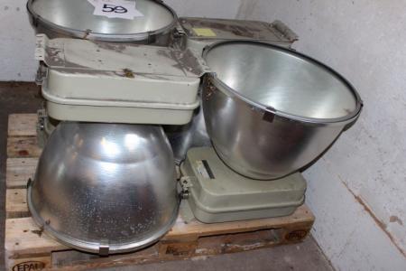 2 pcs. Industrial Lamps, Glamox, GDH 400 HG, 851, F-1x-400 W, 220 V - 50 HZ H: 60 cm Ø 56 cm
