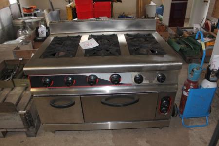 Gas stove with 6 plates and oven